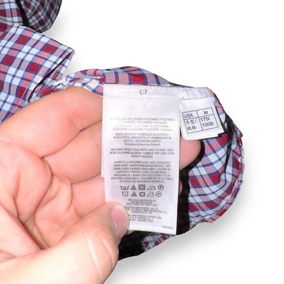 NWT Brooks Brothers Red & Navy Performance S/S Button Down M - Picture 8 of 9